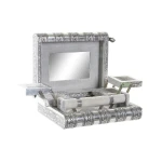 Caja-Joyero Home ESPRIT Plateado Natural Madera Aluminio 22,5 x 18,8 x 7,6 cm