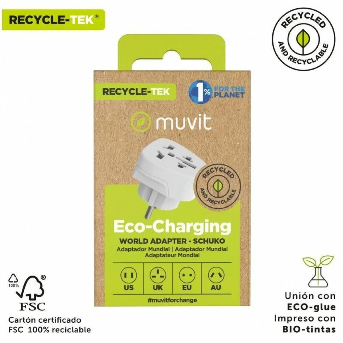 Base de enchufe Muvit For Change MCADP0007 Blanco Superficie