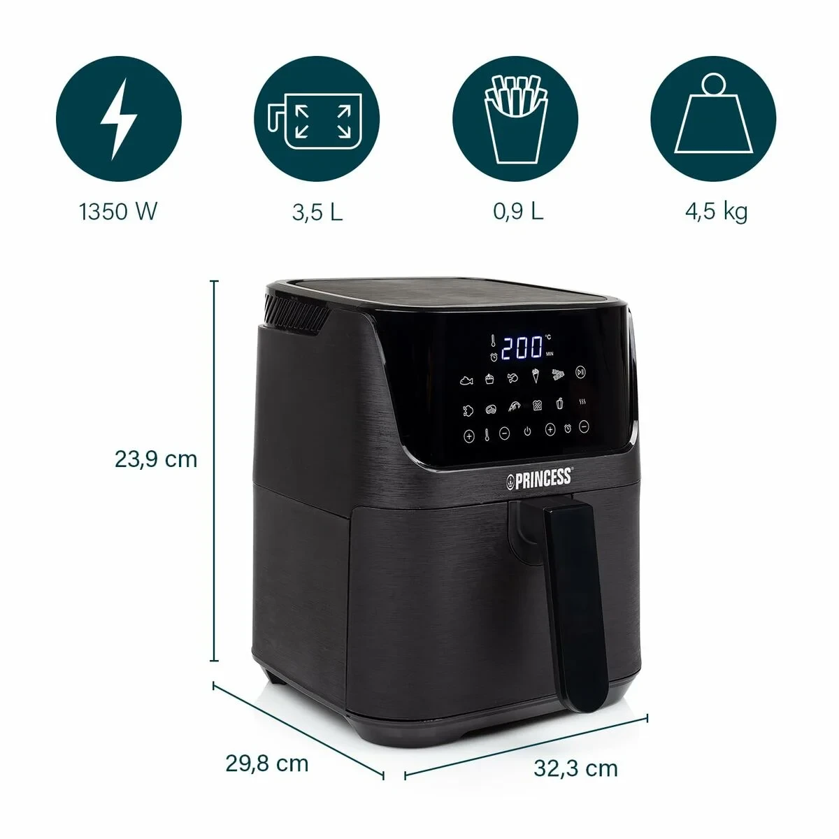 Freidora de Aire Princess 01.182031.01.001 Negro 3,5 L