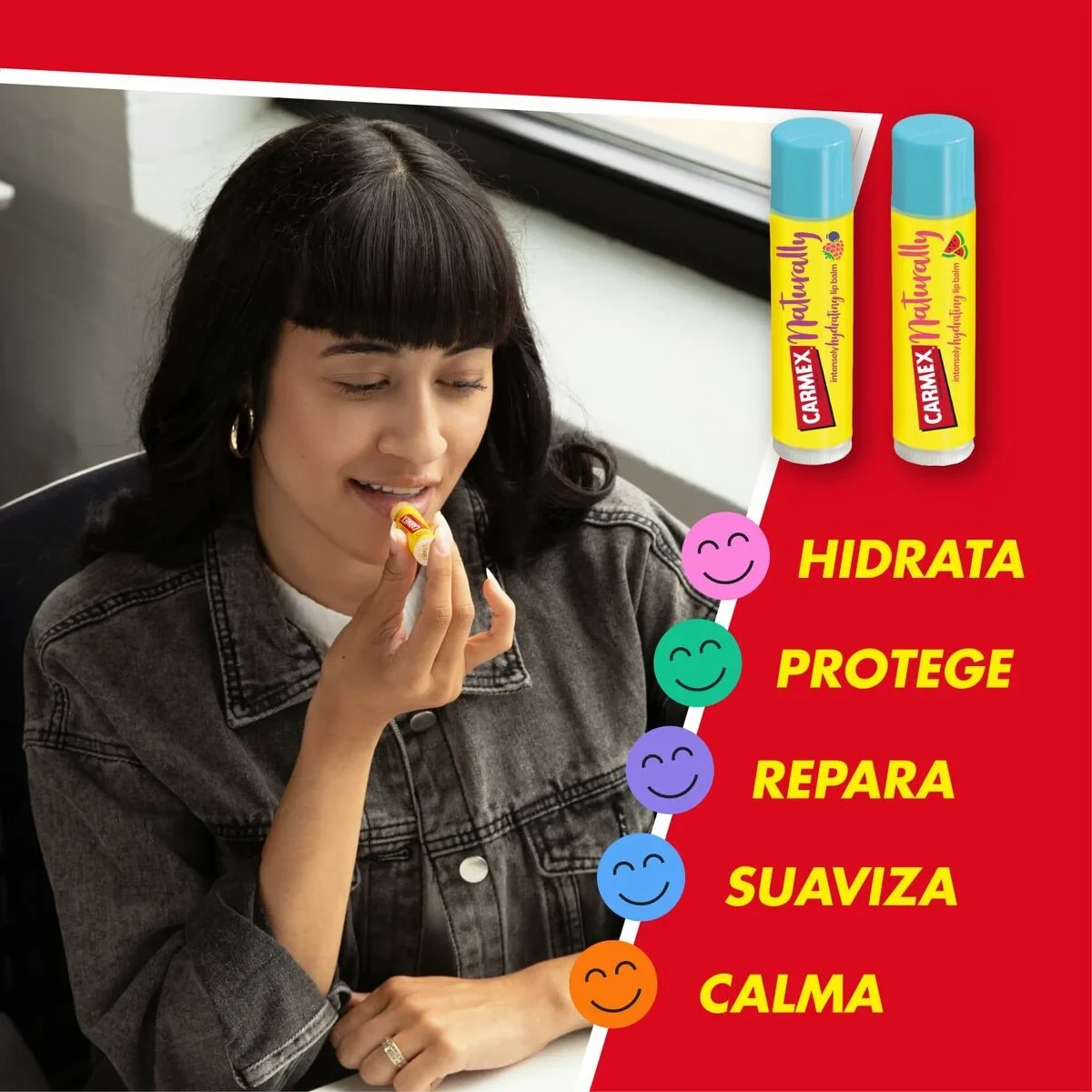 Bálsamo Hidratante Carmex Hi Anti-Age Transparente Frutos rojos Stick Voluminizador labial