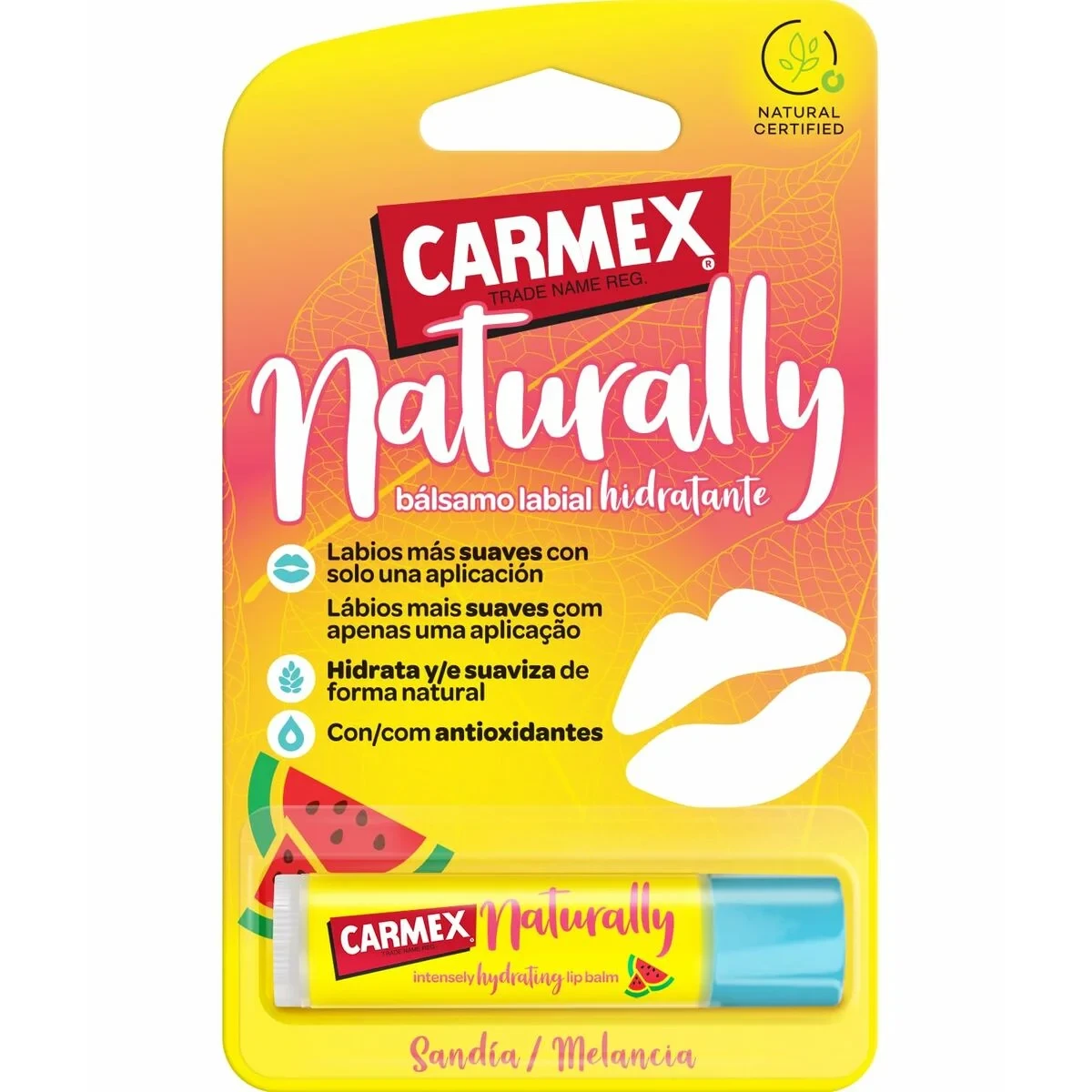 Bálsamo Labial Hidratante Carmex Naturally Transparente Stick Sandía