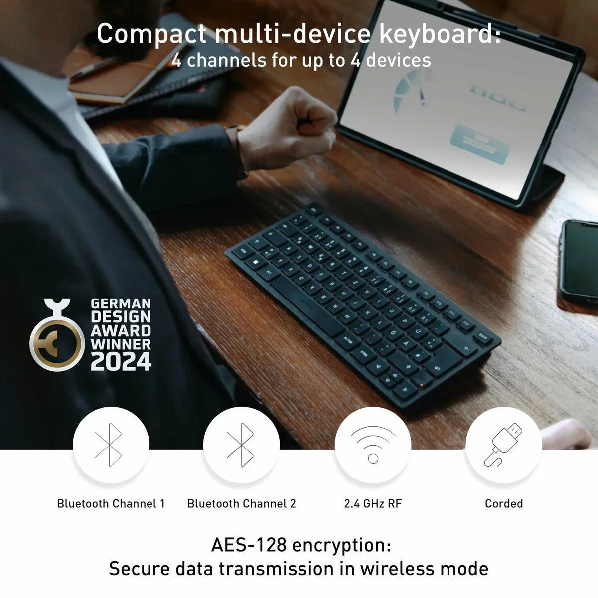 Teclado Cherry KW 9200 MINI Qwerty Español Negro