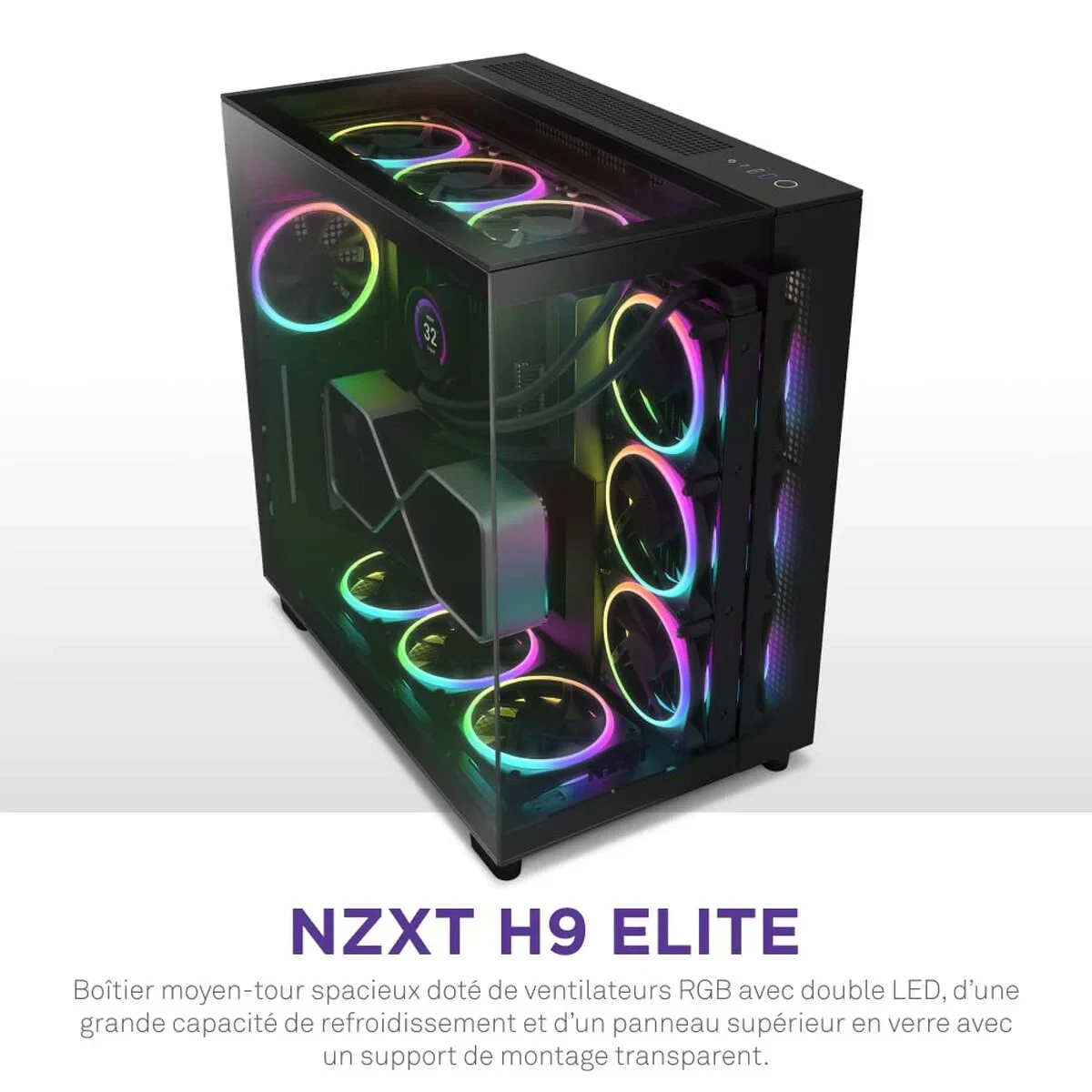 Caja Semitorre ATX NZXT H9 Elite Negro
