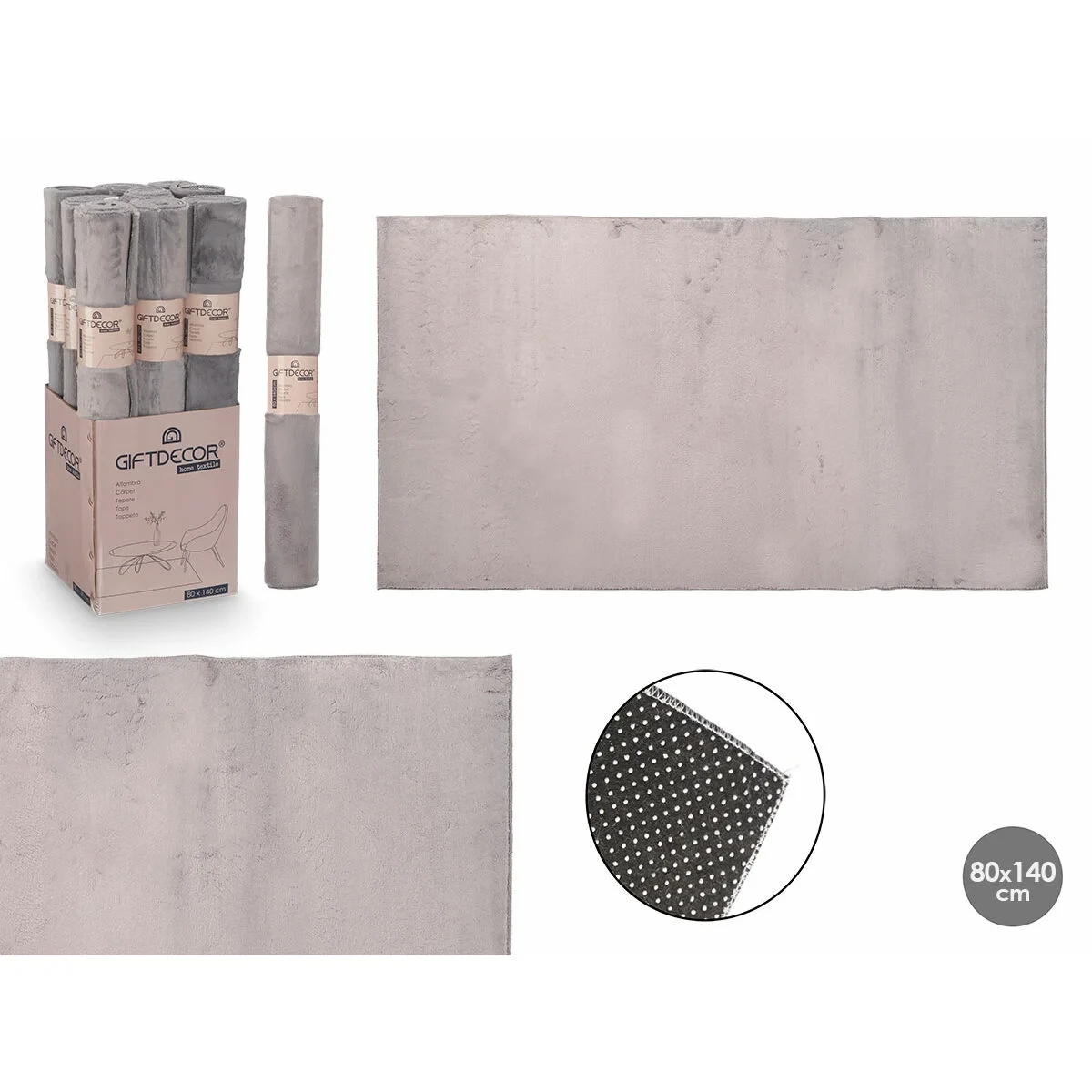 Alfombra Gift Decor Soft Gris 140 x 80 cm (9 Unidades)
