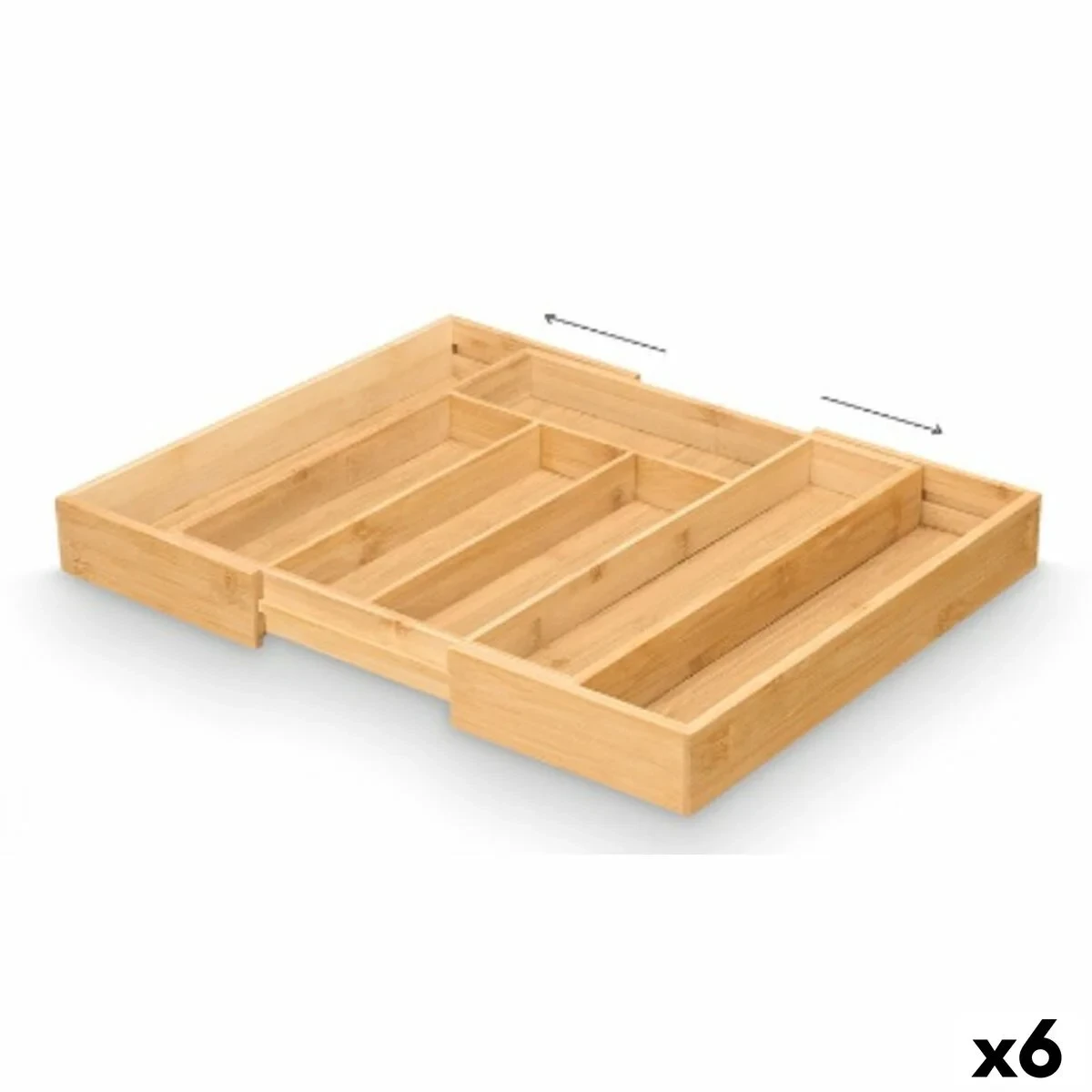Organizador para Cubiertos Kinvara Natural Bambú 47,5 x 5 x 36 cm Plegable (6 Unidades)