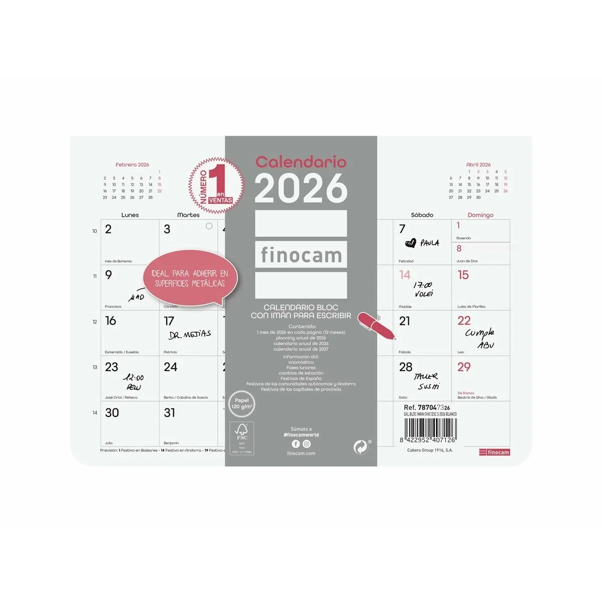 Calendario de pared Finocam Multicolor Papel 21 x 15 cm