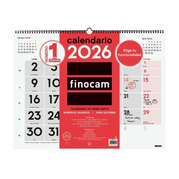 Calendario de pared Finocam Papel 54 x 42 cm
