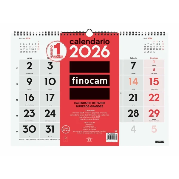 Calendario de pared Finocam Papel 43 x 31 cm