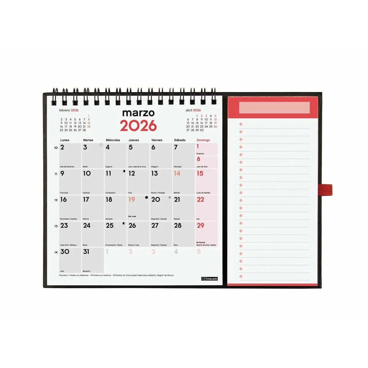 Calendario de pared Finocam Papel 14 x 15 cm