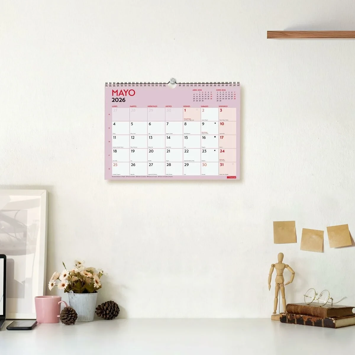 Calendario de pared Finocam Multicolor A4 Papel