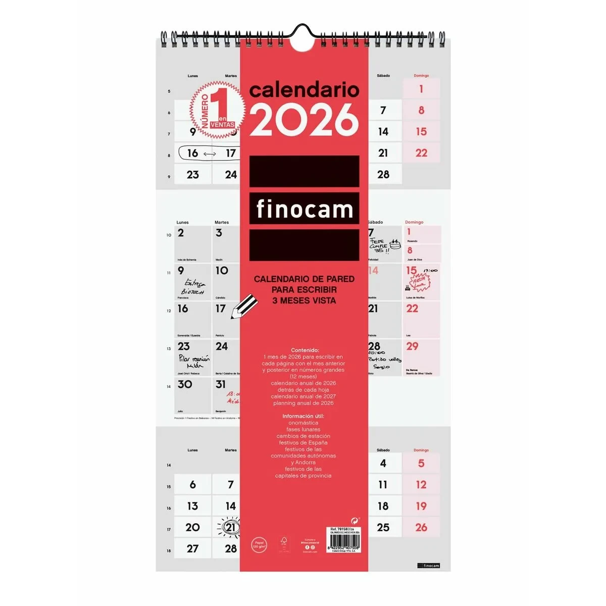Calendario de pared Finocam Papel 23,6 x 43 cm