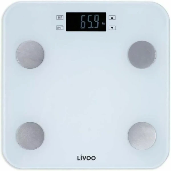 Báscula Digital de Baño Livoo DOM427W Blanco Cristal Templado 180 kg