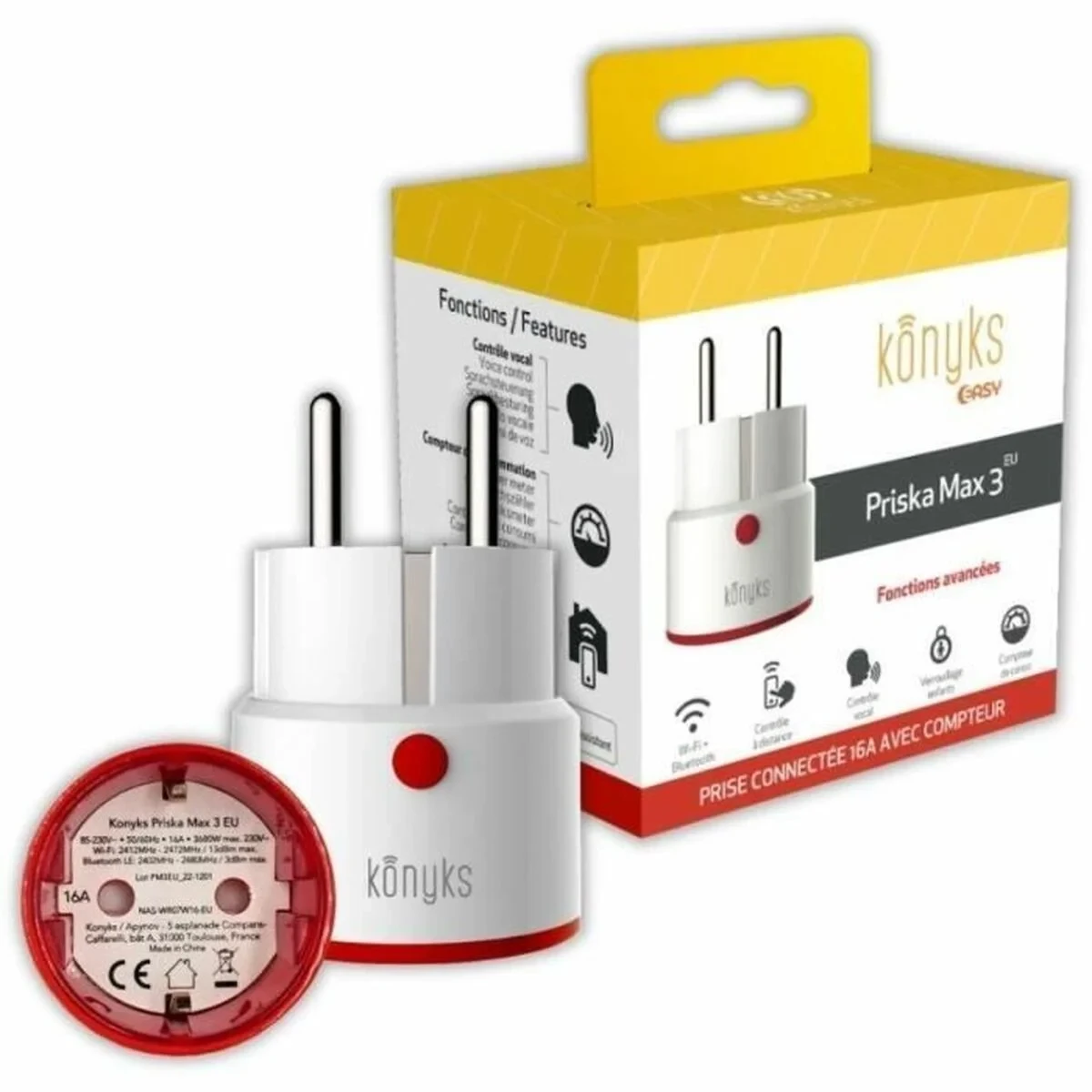 Enchufe con medidor de consumo Konyks Priska - Max 3 EU Bluetooth Wi-Fi 16 A