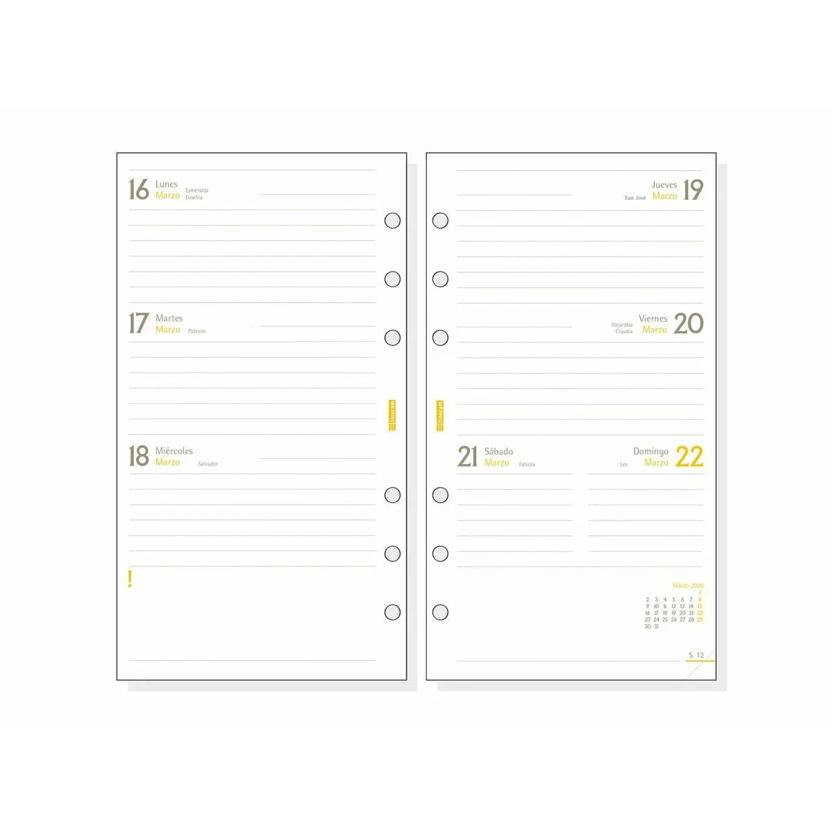 Recambio para Agenda Finocam C999 2026 9,4 x 17,1 cm