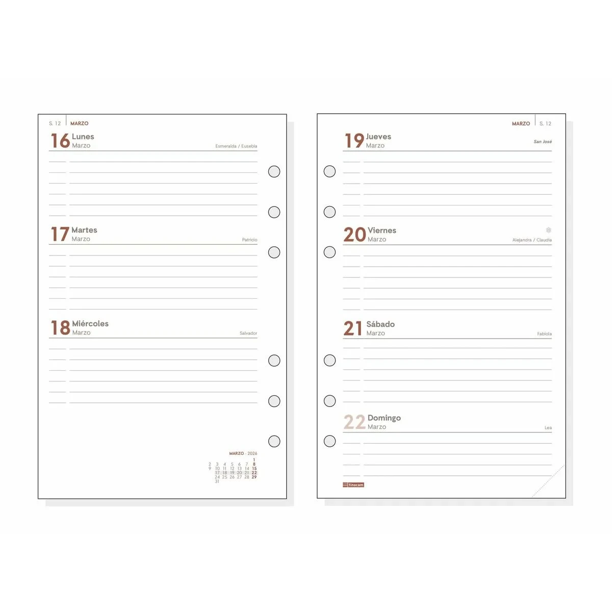 Recambio para Agenda Finocam  OPEN R1093 2026 11,7 x 18,1 cm