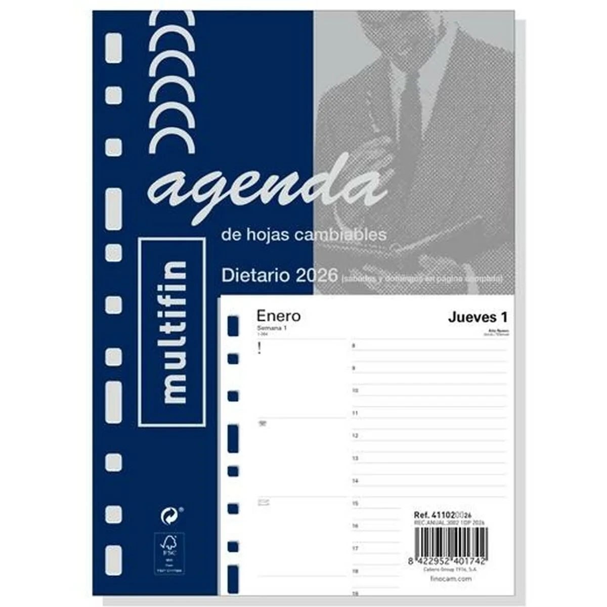 Recambio para Agenda Finocam MULTIFIN 2026 15,5 x 21,5 cm