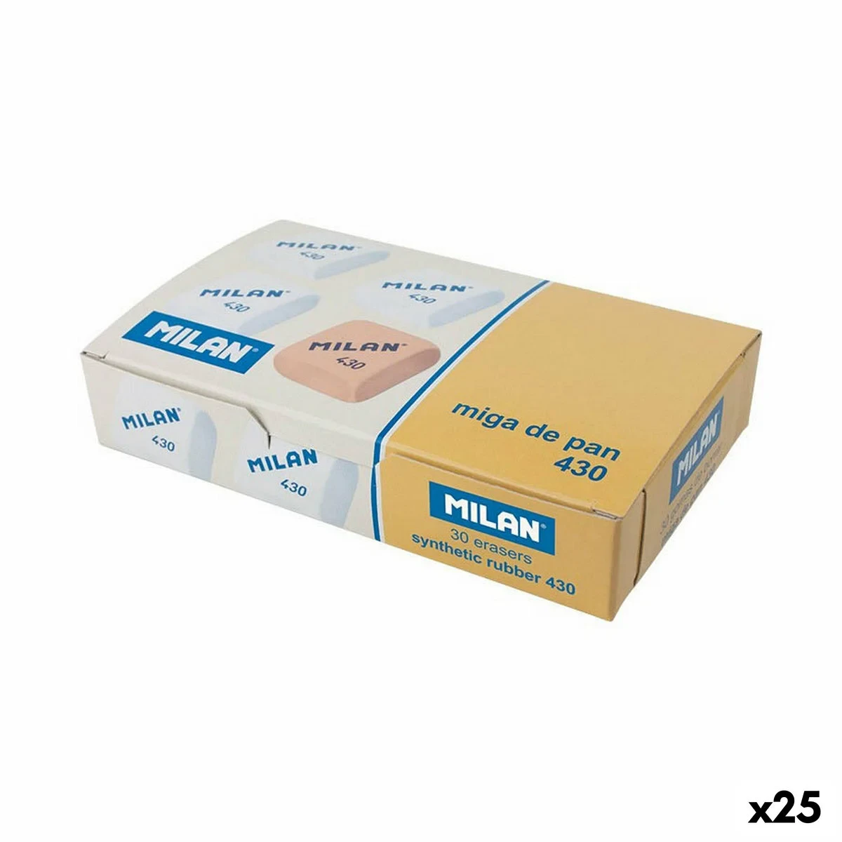 Set de Gomas de Borrar Milan GOMA 430 MIGA DE PAN 30 piezas (25 Unidades)