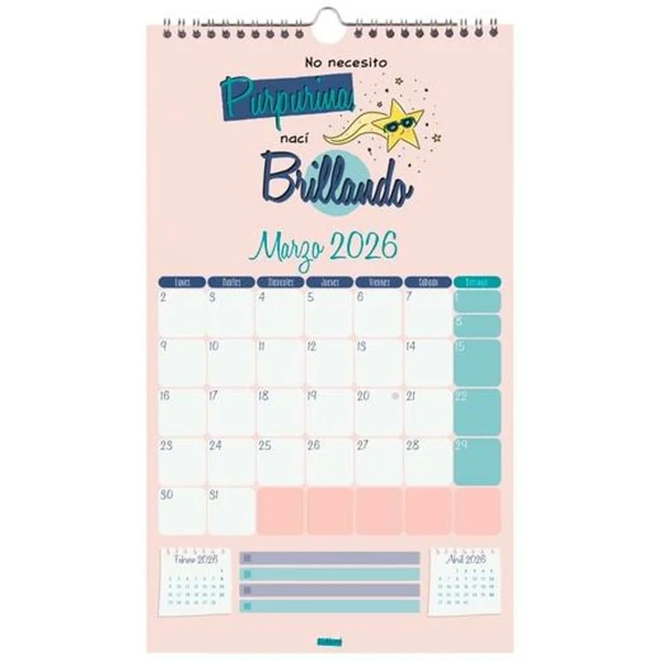 Calendario de pared Finocam Basic Multicolor Papel 2026 21 x 36 cm