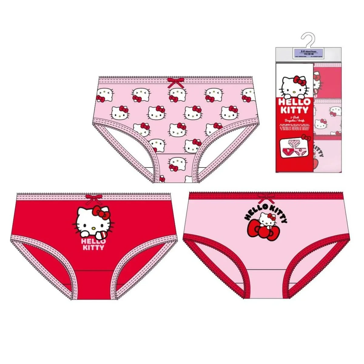 Pack de Braguitas para Niña Hello Kitty Multicolor