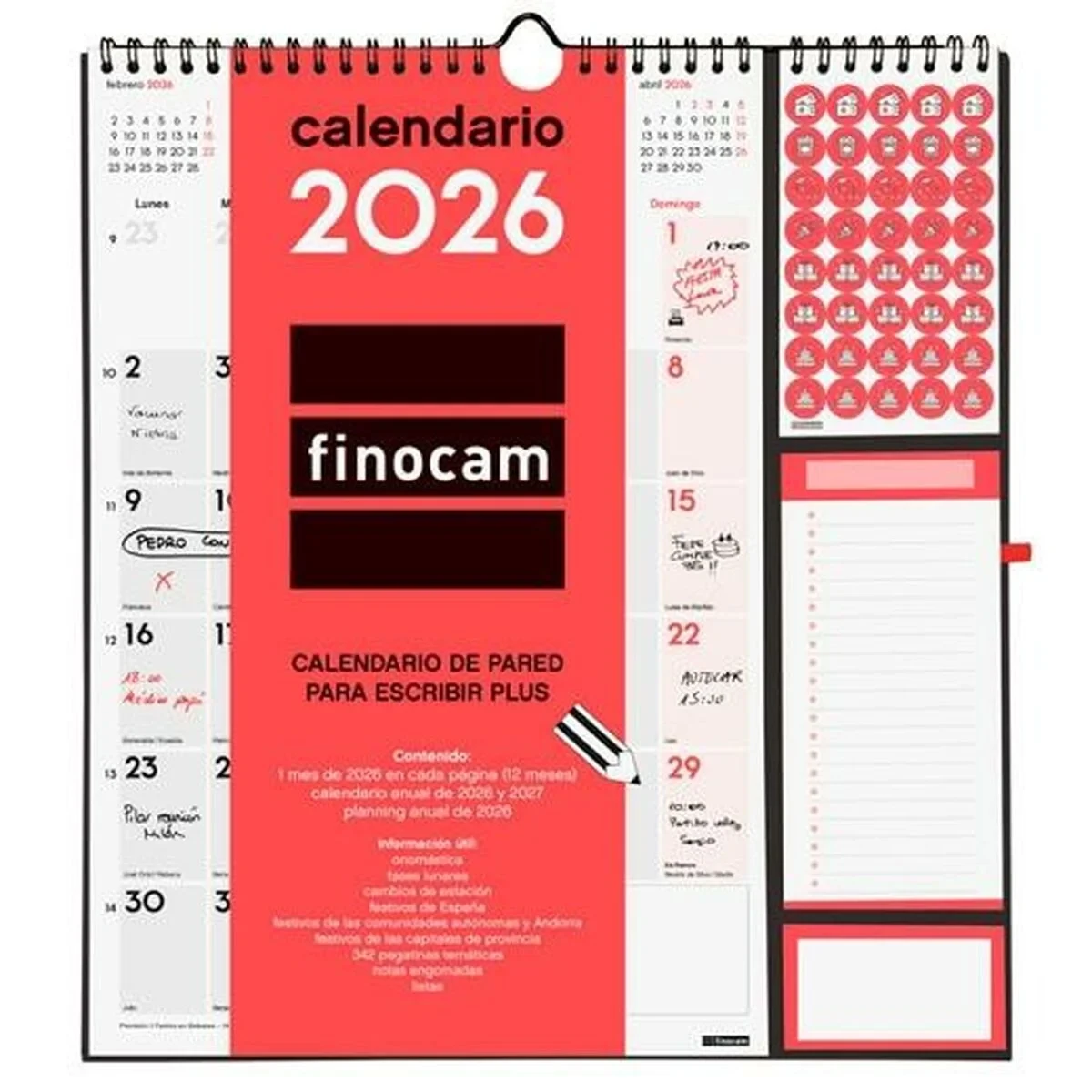Calendario de pared Finocam Plus Papel 2026 21,5 x 32,5 cm