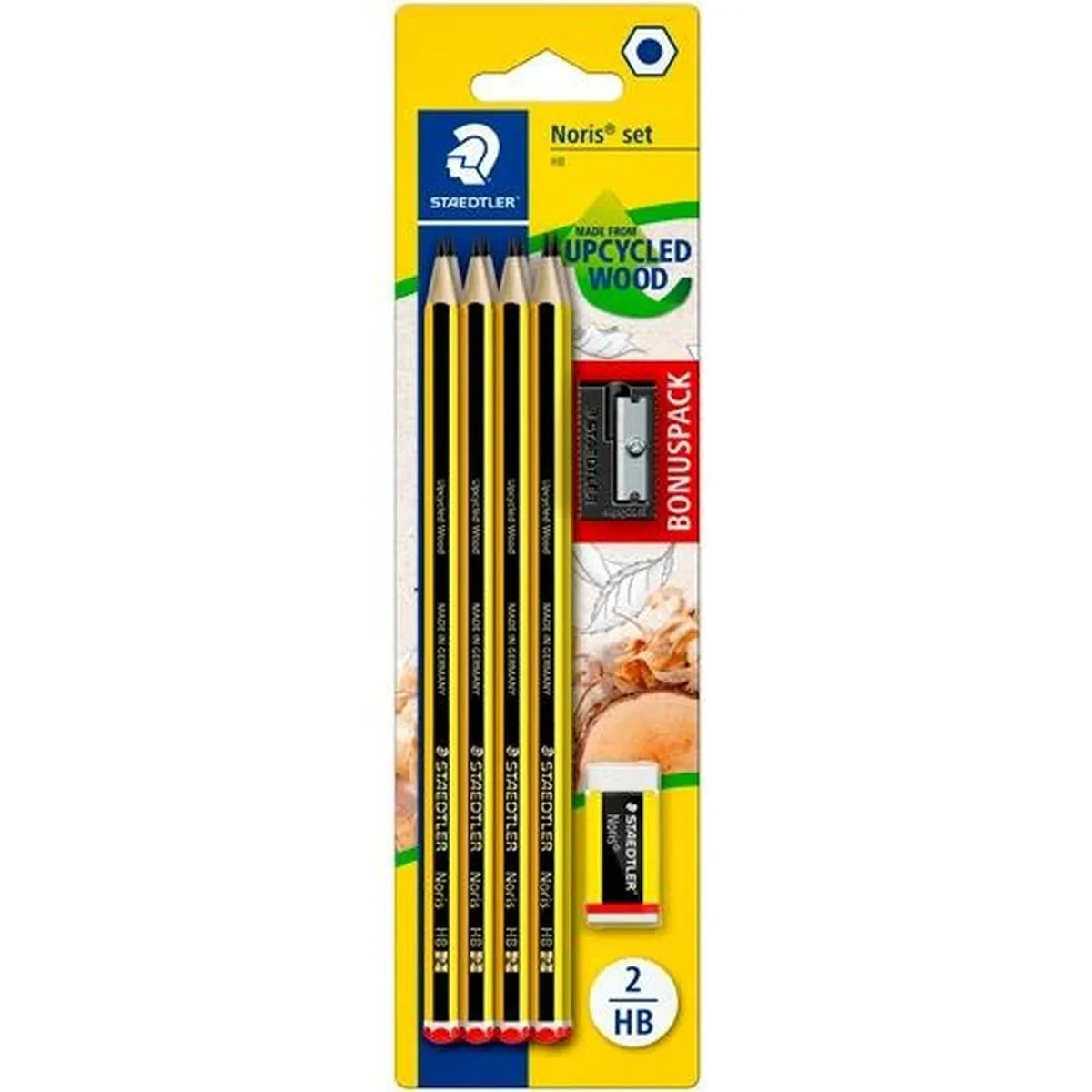 Set de Lápices Staedtler Hexagonal HB Sacapuntas Goma de borrar (10 Unidades)