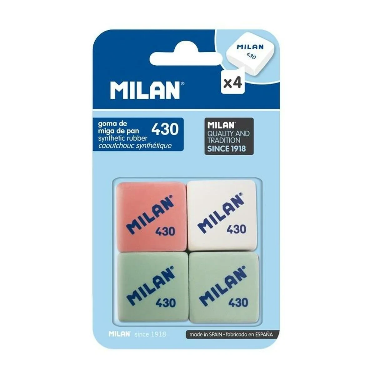 Set de Gomas de Borrar Milan 4 Piezas (25 Unidades)