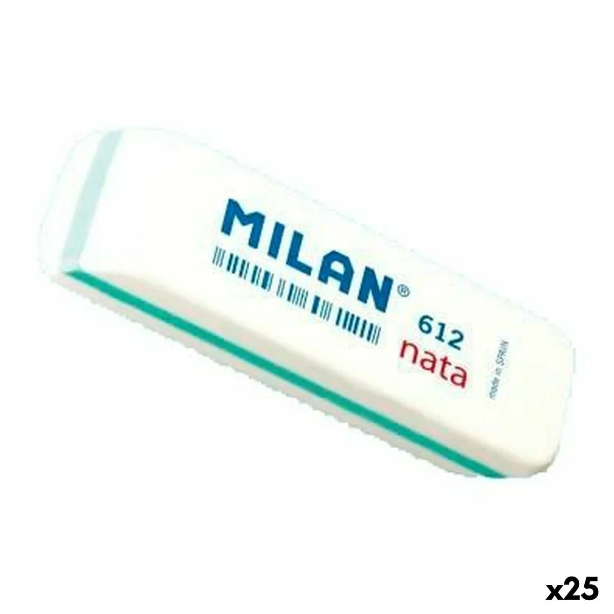Set de Gomas de Borrar Milan 612 NATA Blanco 7,8 x 2,3 x 1,2 cm 12 Piezas (25 Unidades)