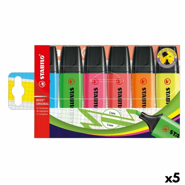 Set de Marcadores Fluorescentes Stabilo BOSS ORIGINAL Multicolor 6 Piezas (5 Unidades)