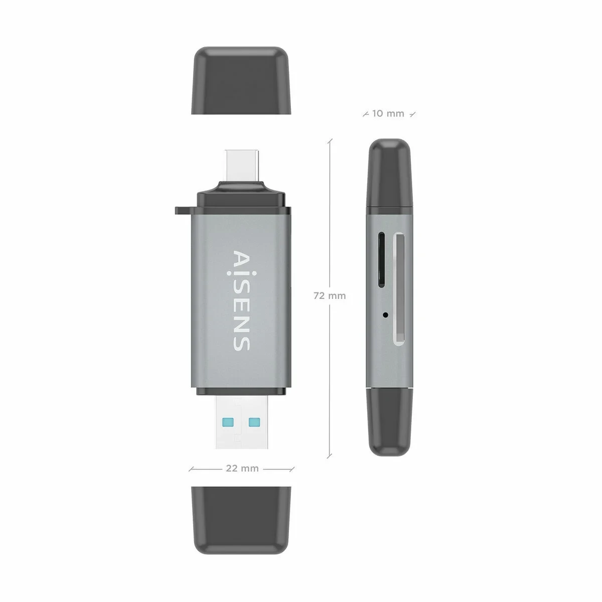 Lector de Tarjetas Aisens ASCR-2AC11-GR Gris