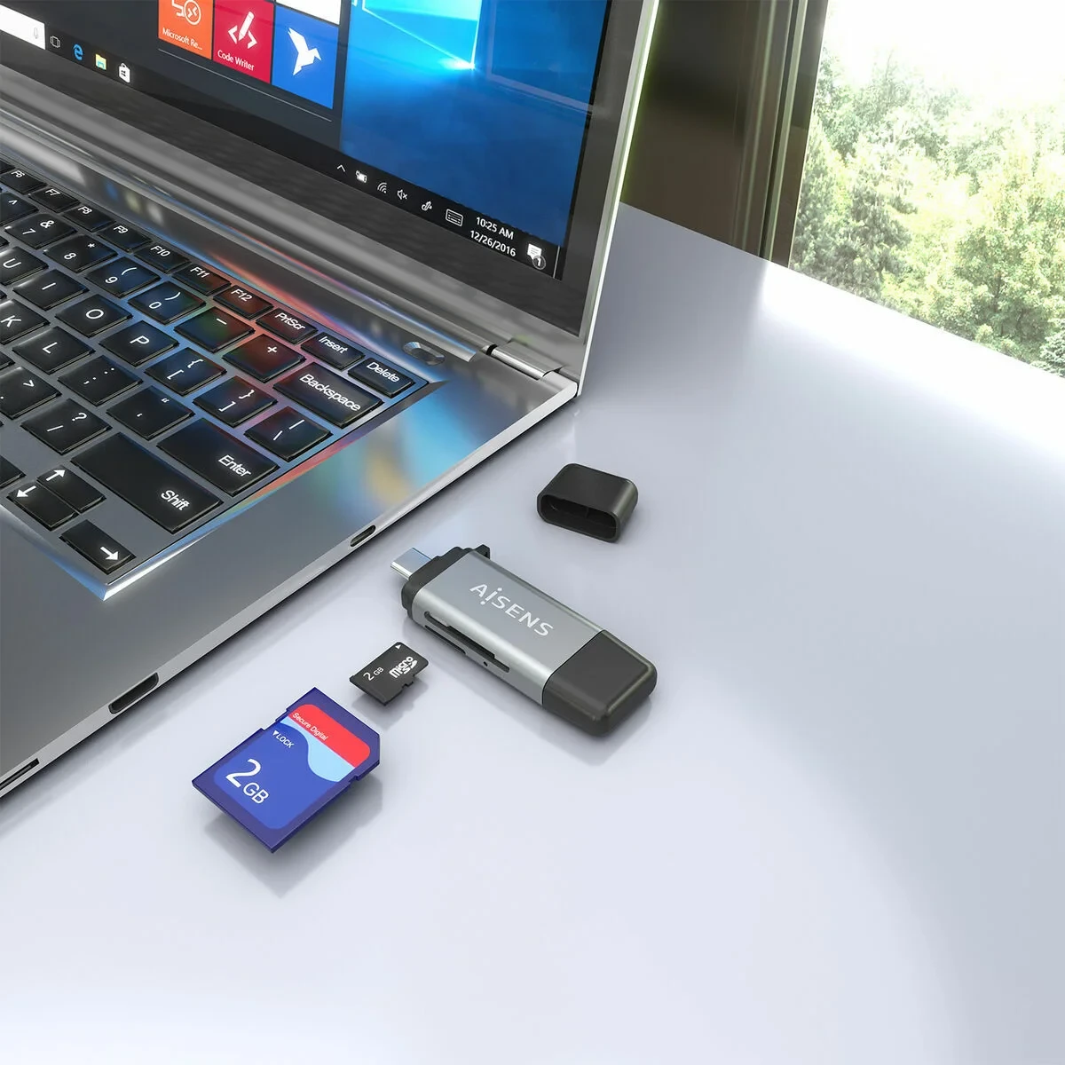 Lector de Tarjetas Aisens ASCR-2AC11-GR Gris