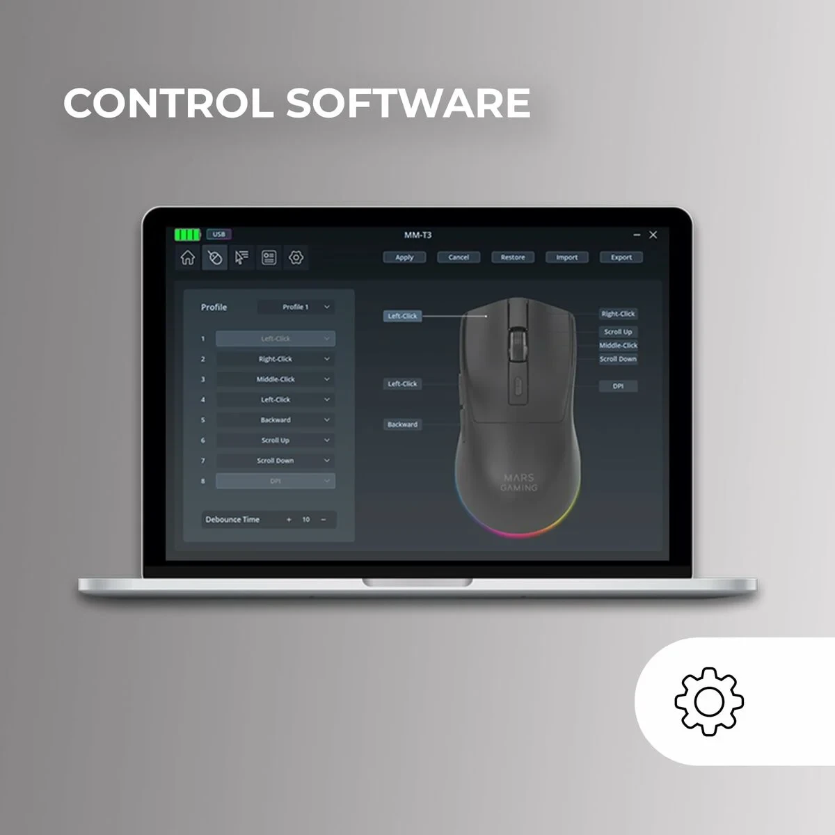 Ratón Gaming Mars Gaming MMT3W Blanco