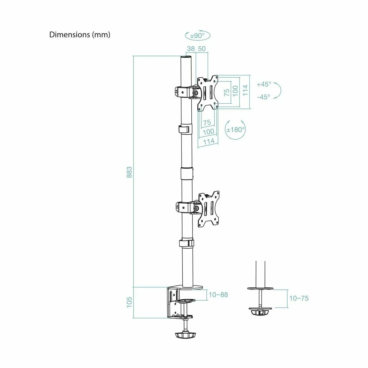 Soporte de Mesa para Pantalla TooQ DB1233TNV-B 13"-32"