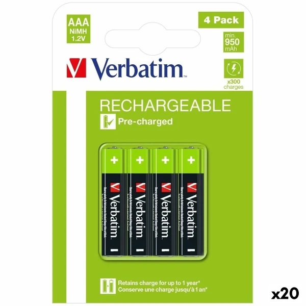Pilas Recargables Verbatim 1,2 V AAA LR03 4 Piezas (20 Unidades)