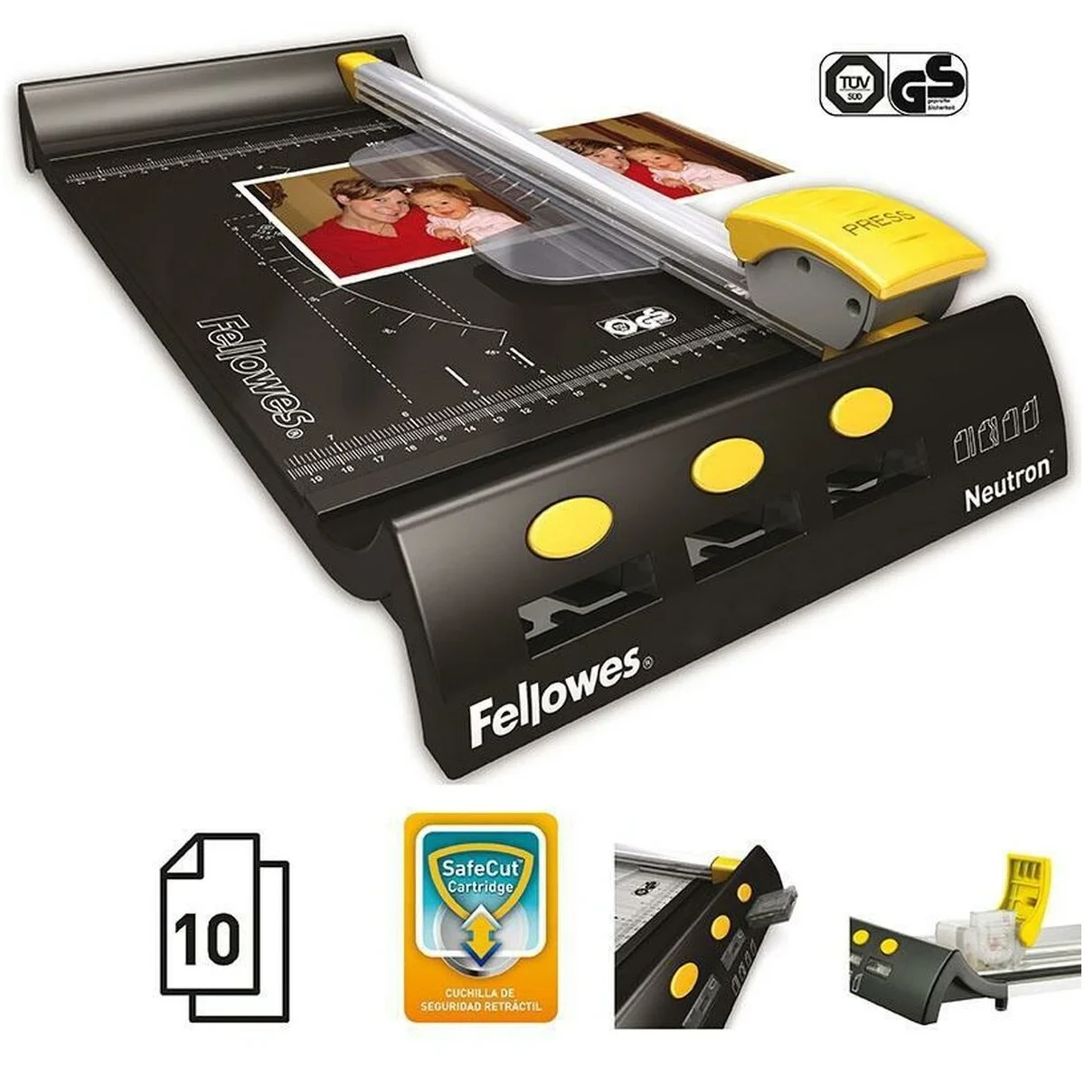 Cizalla de Rodillo Fellowes NEUTRON Negro Plateado A4 (4 Unidades)