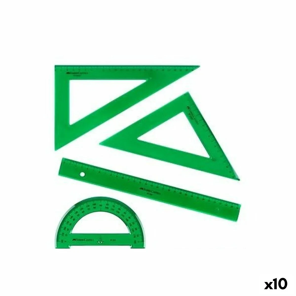 Set de reglas Faber-Castell Verde 4 Piezas (10 Unidades)