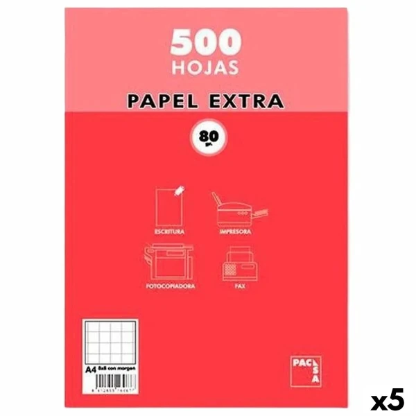 Papel Pacsa EXTRA Blanco A4 500 Hojas (5 Unidades)