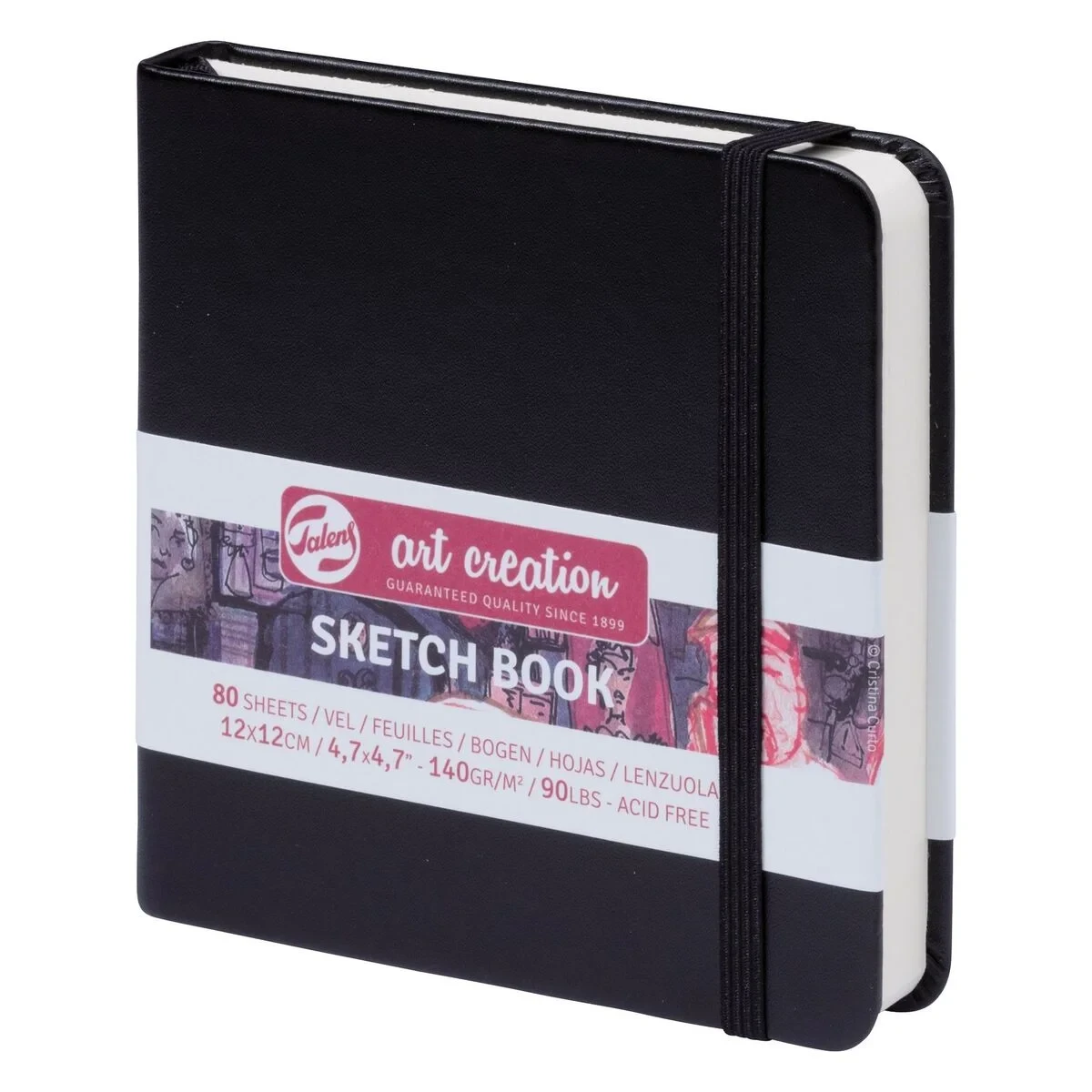 Cuaderno de Dibujo Talens Art Creation Sketch Book Negro 80 Hojas 12 x 12 cm (5 Unidades)