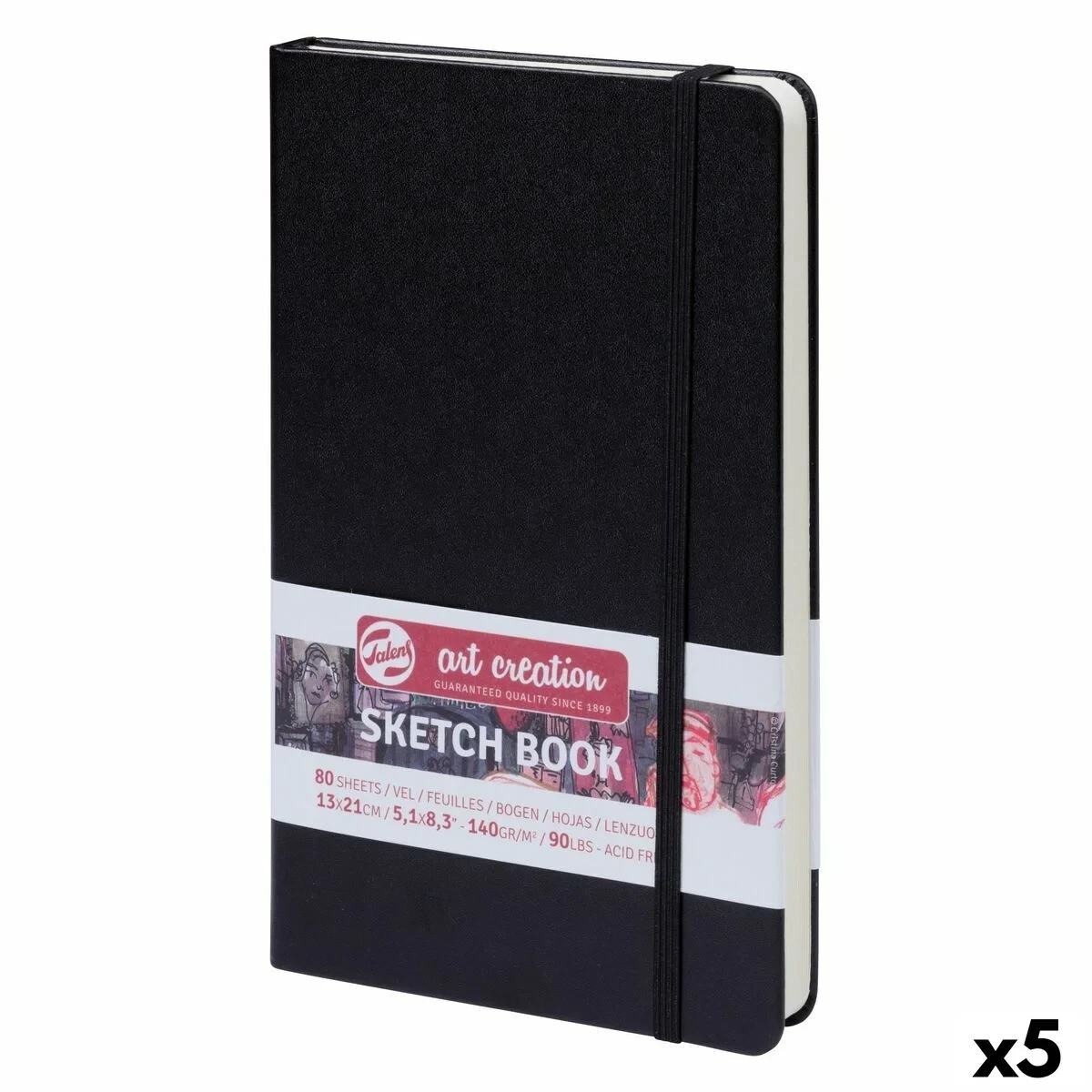 Cuaderno de Dibujo Talens Art Creation Sketch Book Negro 80 Hojas 13 x 21 cm (5 Unidades)