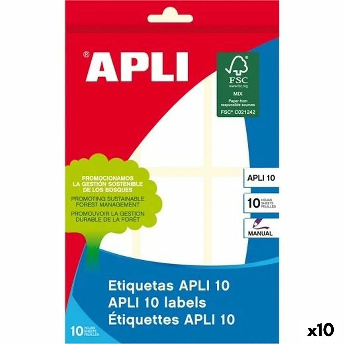 Etiquetas adhesivas Apli Blanco Papel 10 Hojas 36 x 82 mm (10 Unidades)