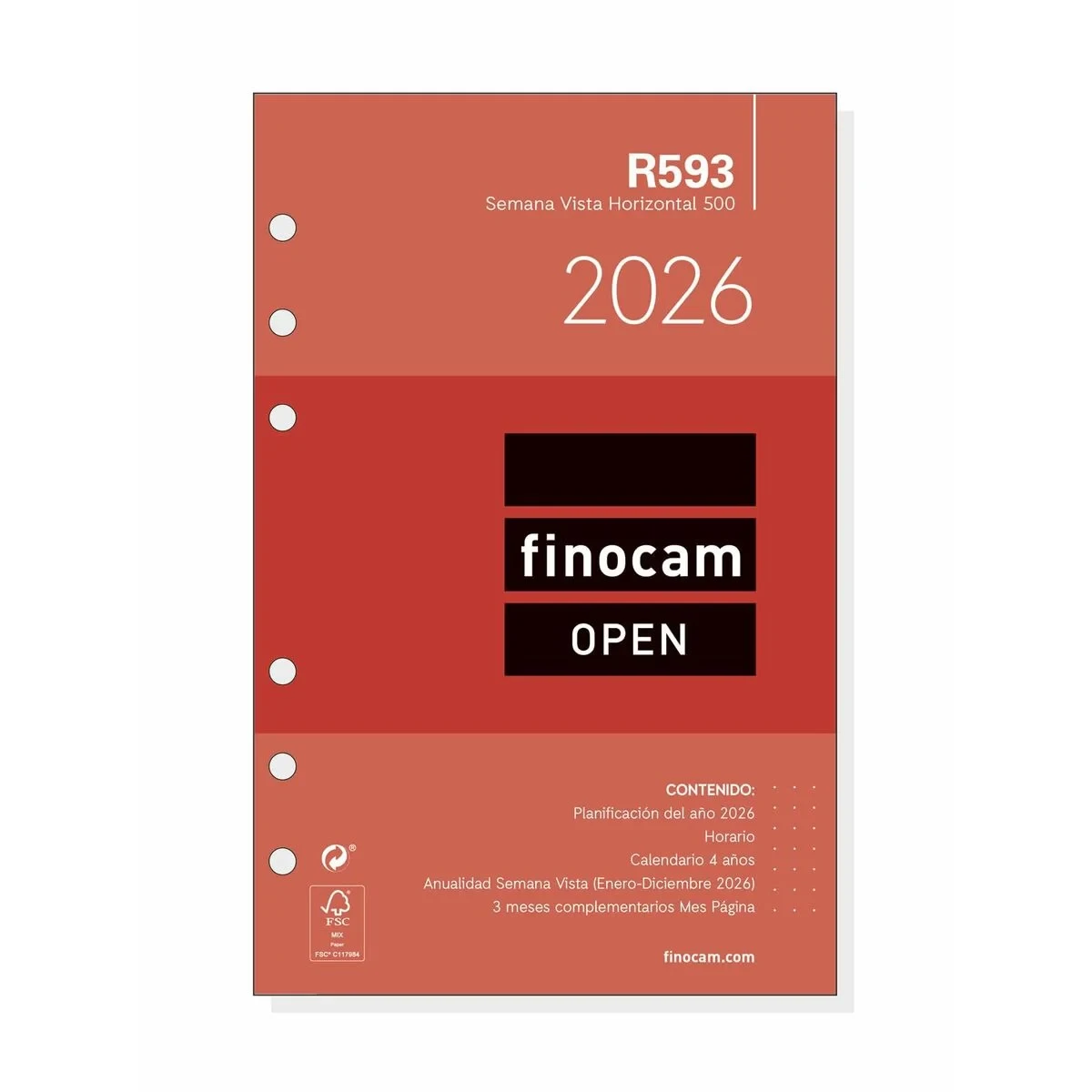 Recambio para Agenda Finocam OPEN R599 2026 11,7 x 18,1 cm