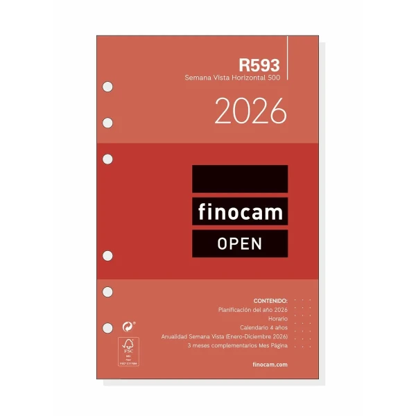 Recambio para Agenda Finocam OPEN R599 2026 11,7 x 18,1 cm