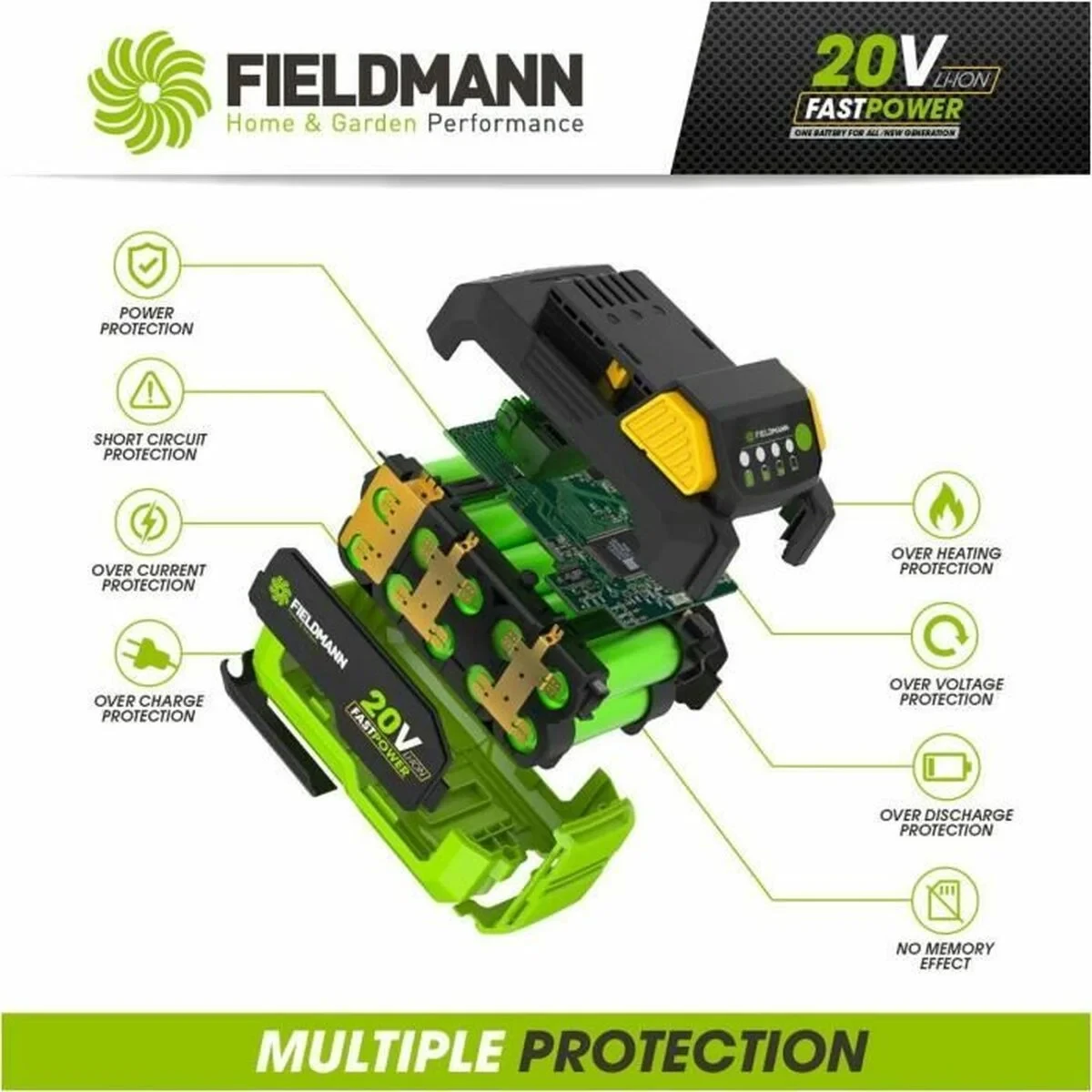 Batería de litio recargable Fieldmann 20V - 8Ah 8 Ah 20 V