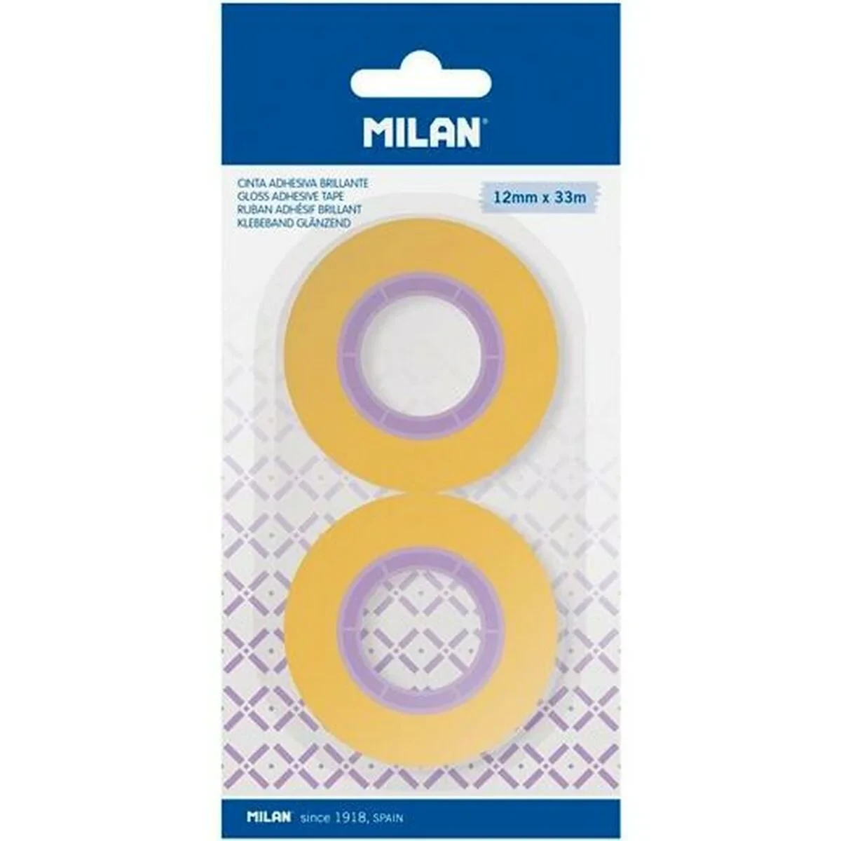 Set de Cintas Adhesivas Milan Amarillo 12 mm x 33 m 2 Piezas (12 Unidades)