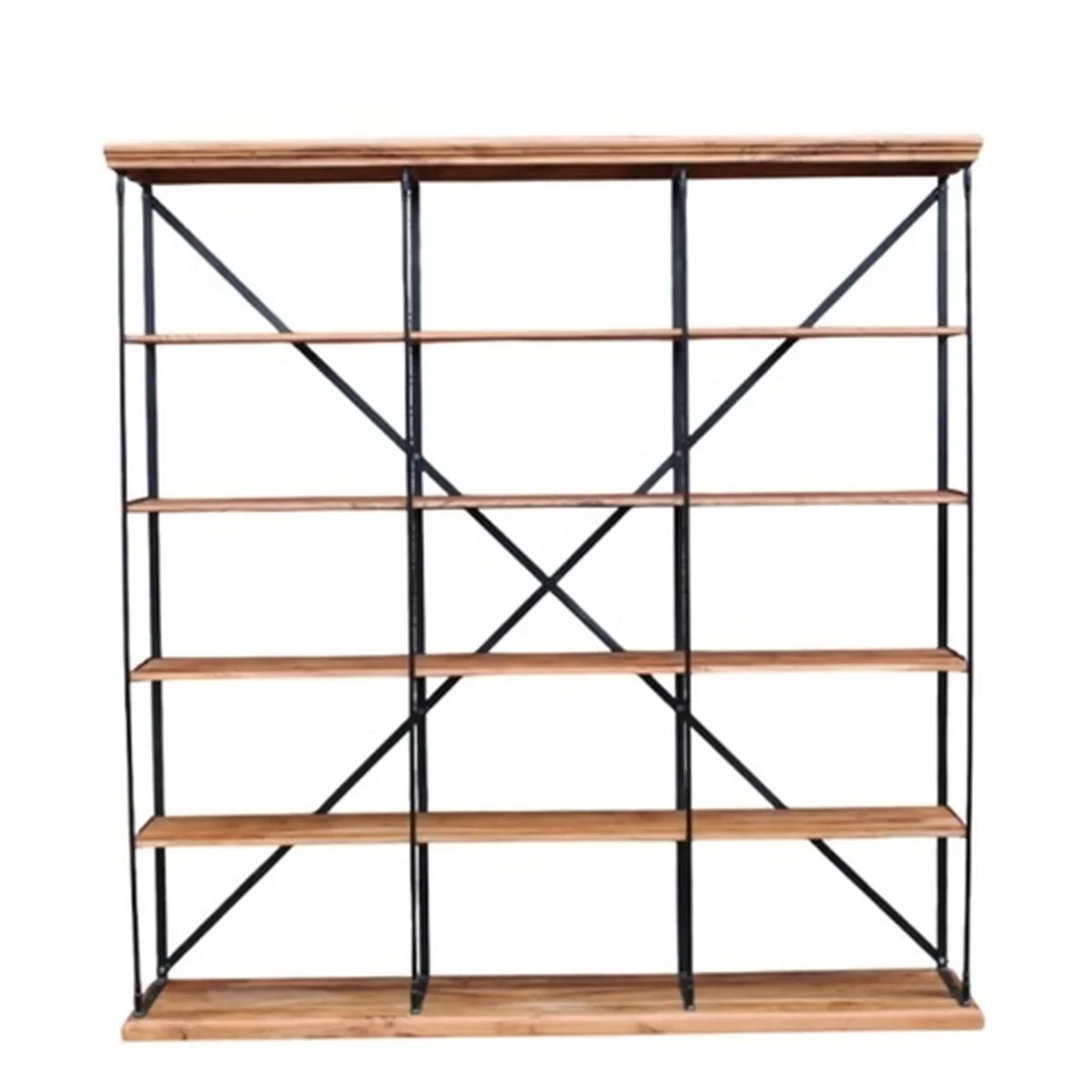 Estantería Home ESPRIT Negro Natural Madera Metal 213 x 43 x 220 cm