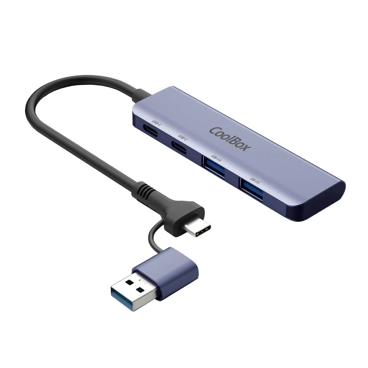 Cable USB CoolBox COO-HUB-C-CCAA Gris