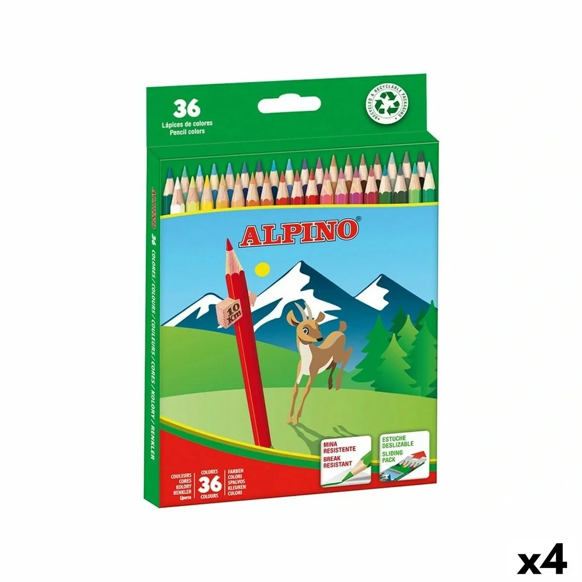 Lápices de colores Alpino Multicolor 36 Piezas (4 Unidades)