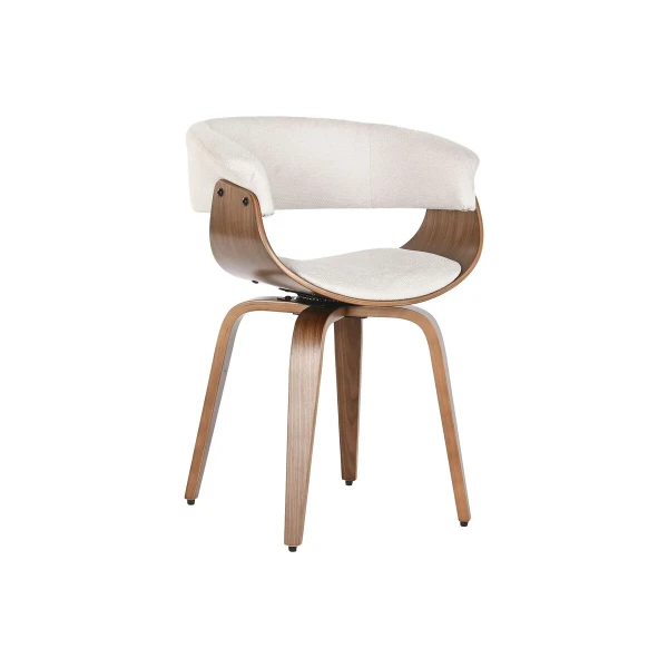 Silla de Comedor Home ESPRIT Marrón Beige Poliéster Nogal Poliuretano 61 x 46 x 78 cm