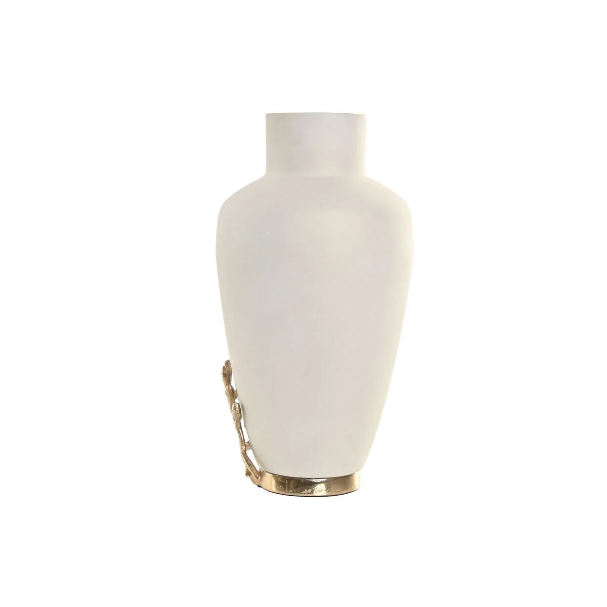 Jarrón Home ESPRIT Blanco Dorado Aluminio Moderno 16 x 16 x 31 cm