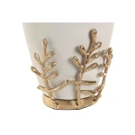 Jarrón Home ESPRIT Blanco Dorado Aluminio Moderno 16 x 16 x 31 cm