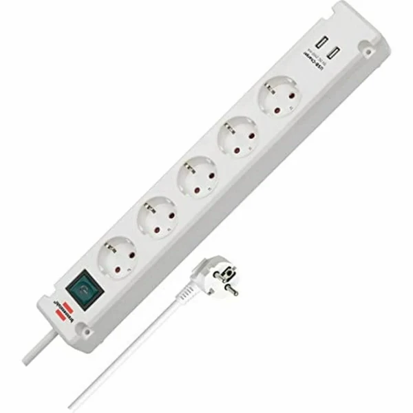 Regleta Enchufes 5 Tomas con Interruptor Brennenstuhl Bremounta 3600 W USB x 2 (3 m)